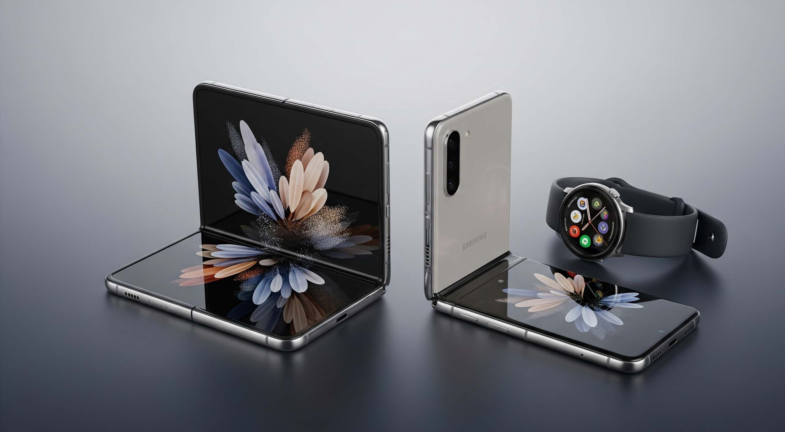 Samsung Galaxy Z Fold 7, Z Flip 7, and Galaxy Watch 8 displayed after launch at Galaxy Unpacked July 2025.