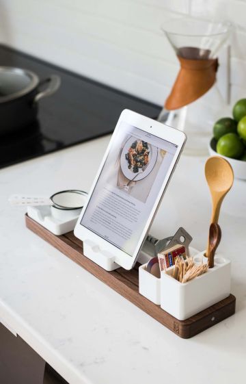 Image of a smart kitchen with tablet for recipes.