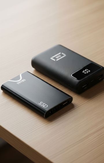 Power banks, storage and accessories needed for content creation.